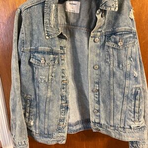 Old Navy Women's Distressed Light Blue Jean Jacket